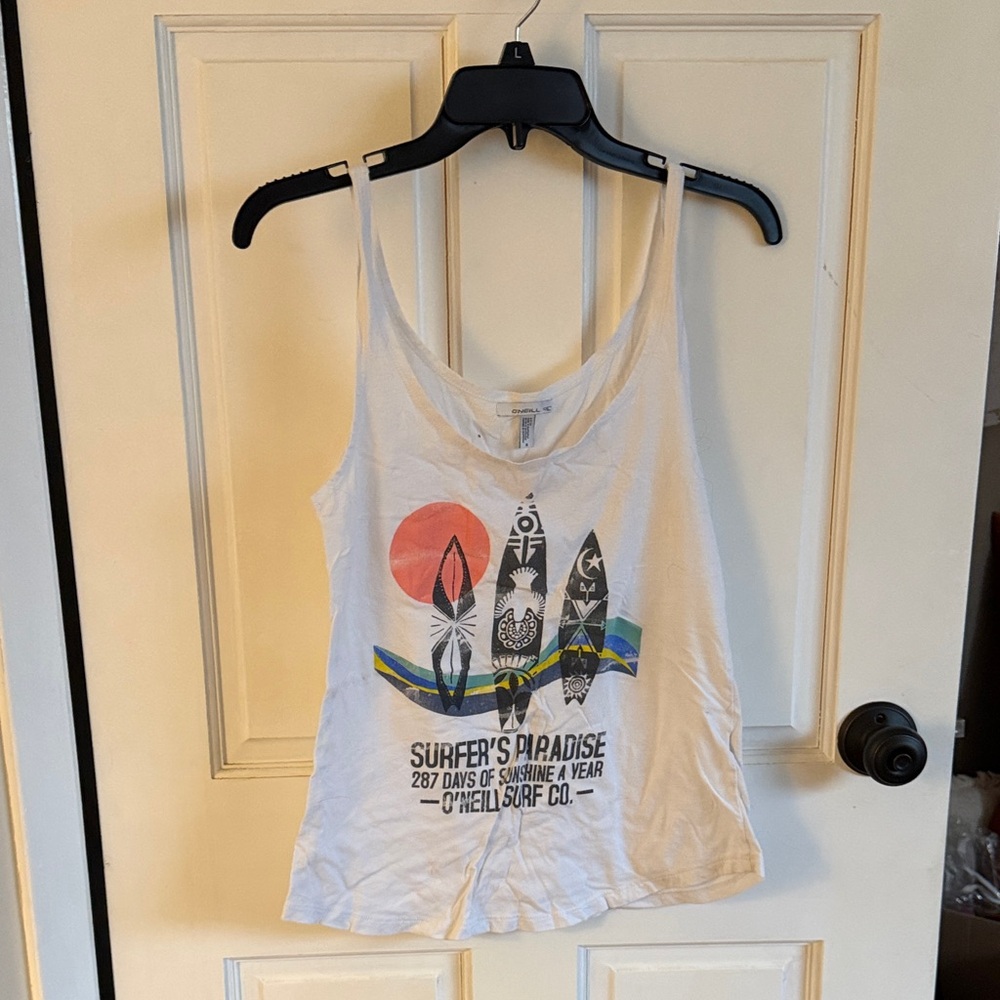 O'Neill Women's White Surf Graphic Tank Top